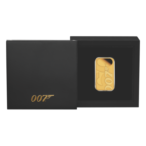 Pièce 1 once d'or Épreuve numismatique Rectangulaire James Bond : 60 ans de Bond 2022 | Monnaie de Perth