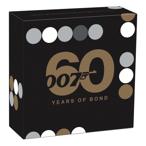Pièce 1 once d'or Épreuve numismatique Rectangulaire James Bond : 60 ans de Bond 2022 | Monnaie de Perth