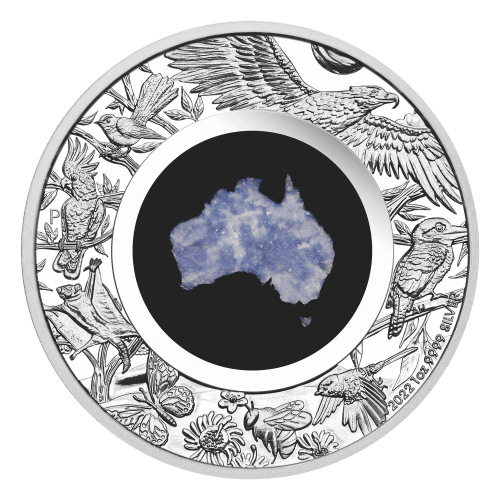 1 oz 2022 Great Southern Land Blue Lepidolite Proof Silver Coin | Perth Mint