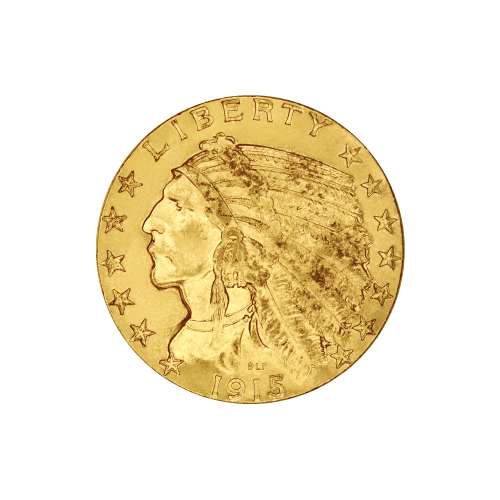 Pièce  5 $ en or XF Demi Aigle Indien Année aléatoire | Monnaie des États-Unis