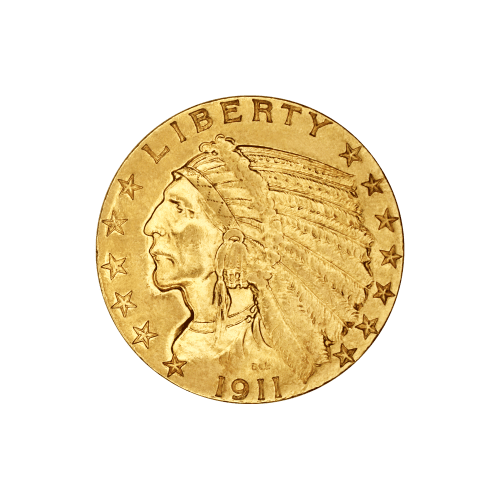 Random Year $5 Indian Half Eagle AU Gold Coin | United States Mint