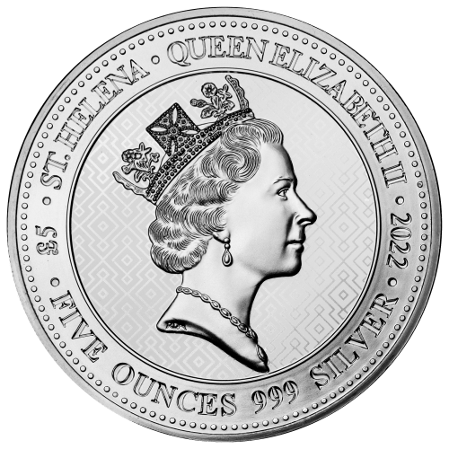 5 oz 2022 St. Helena The Queen's Virtues: Victory Angel Silver Coin | East India Company