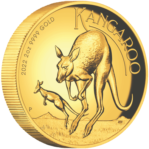 Pièce 2 onces en or Épreuve numismatique Très haut relief Kangourou australien 2022 | Monnaie de Perth