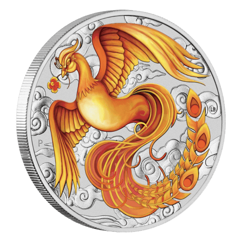 Pièce 1 once d'argent Mythes et Légendes de Chine : Phénix rouge et or 2022 dans une carte Certicard | Monnaie de Perth
