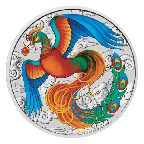 Pièce 1 once d'argent Mythes et légendes de Chine : Phénix aux couleurs vives 2022 dans une carte Certicard | Monnaie de Perth