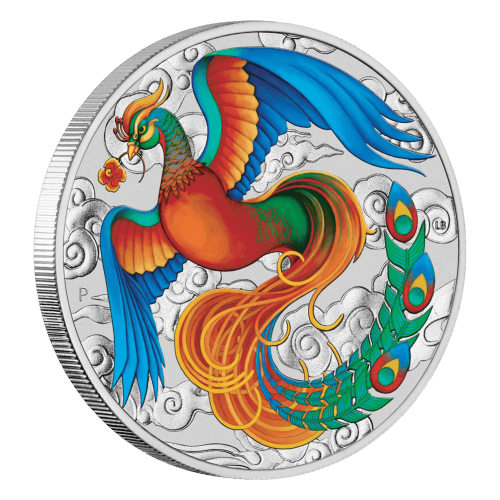Pièce 1 once d'argent Mythes et légendes de Chine : Phénix aux couleurs vives 2022 dans une carte Certicard | Monnaie de Perth