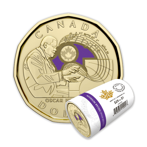 2022 Celebrating Oscar Peterson $1 Colourized Coin Roll | Royal Canadian Mint