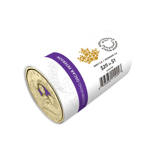 2022 Celebrating Oscar Peterson $1 Colourized Coin Roll | Royal Canadian Mint