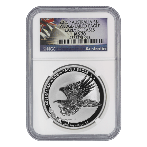 1 oz 2015 Australia Wedge-Tailed Eagle Early Release NGC MS-70 Silver Coin | Perth Mint