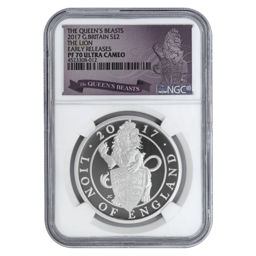 1 oz 2017 Queen's Beasts: The Lion of England NGC PF-70 Ultra Cameo First Strikes Silver Coin | The Royal Mint