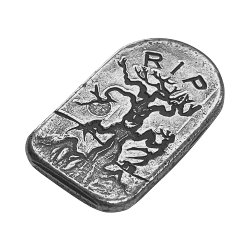 2 oz Haunted Tree Tombstone Shaped Silver Bar | Monarch Precious Metals
