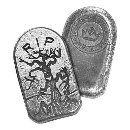 2 oz Haunted Tree Tombstone Shaped Silver Bar | Monarch Precious Metals