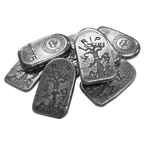 2 oz Haunted Tree Tombstone Shaped Silver Bar | Monarch Precious Metals