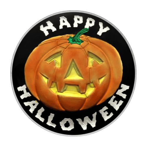 Ronde 1 once d'argent colorée Halloween : Citrouille | Monnaie de SilverTowne