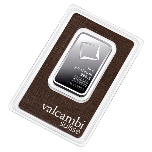 50 gram Platinum Bar | Valcambi