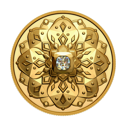 Pièce 1 once d'or Très haut relief Collection Pureté cristalline : Diamant Forevermark Black Label coussin 2022 | Monnaie royale canadienne