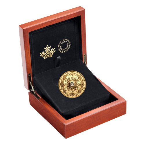 Pièce 1 once d'or Très haut relief Collection Pureté cristalline : Diamant Forevermark Black Label coussin 2022 | Monnaie royale canadienne