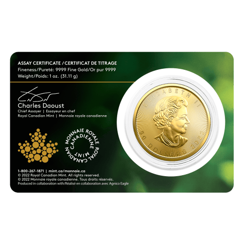 Pièce 1 once or Feuille d'érable canadienne : Mine de source unique - mine Meliadine 2022 | Monnaie royale canadienne