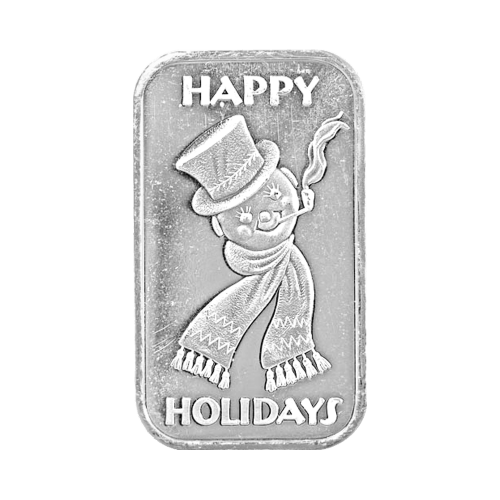 1 oz Happy Holidays Snowman Silver Bar | Silvertowne Mint