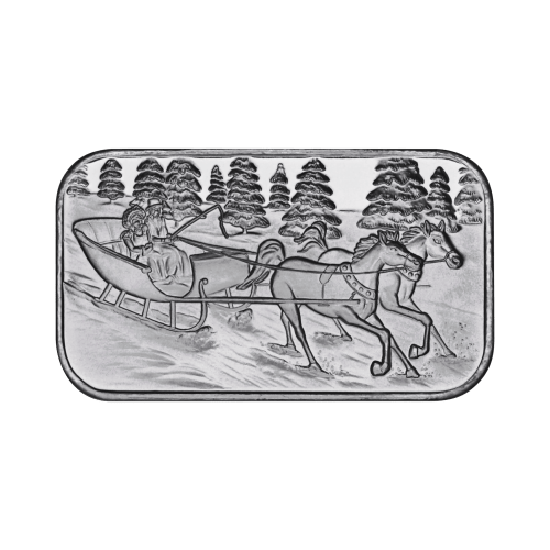 1 oz Horse and Sleigh Silver Bar | Silvertowne Mint