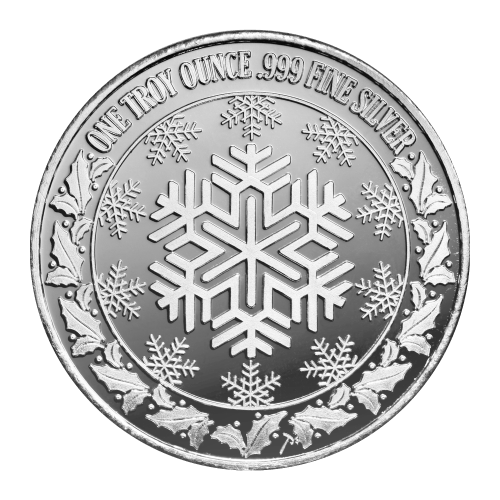 1 oz Happy Holidays Penguins Silver Round | Silvertowne Mint