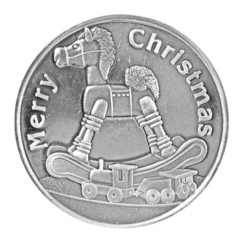 1 oz Merry Christmas Rocking Horse Silver Round | Silvertowne Mint