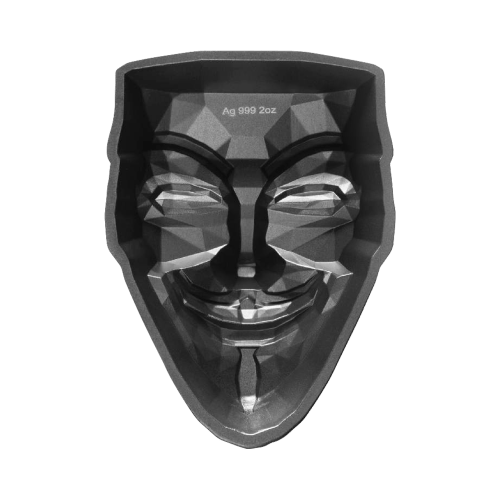 Masque empilable 2 onces d'argent vieilli Guy Fawkes: The Rebel Dark 2022 | KOMSCO