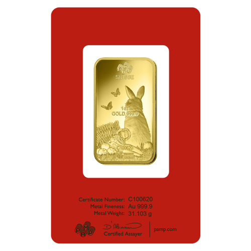 1 oz 2023 Lunar Year of the Rabbit Gold Bar | PAMP Suisse