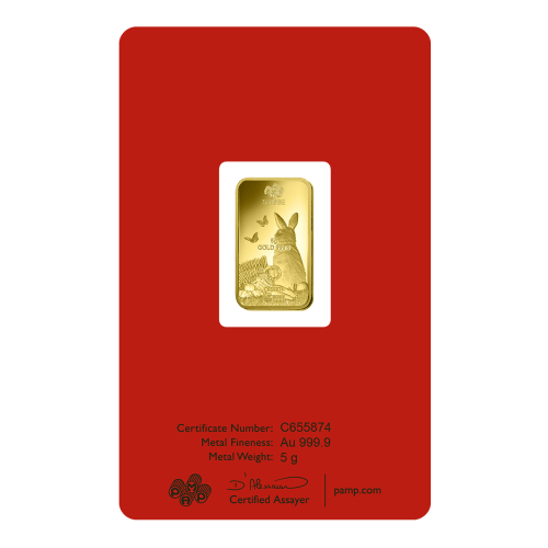 5 gram 2023 Lunar Year of the Rabbit Gold Bar | PAMP Suisse