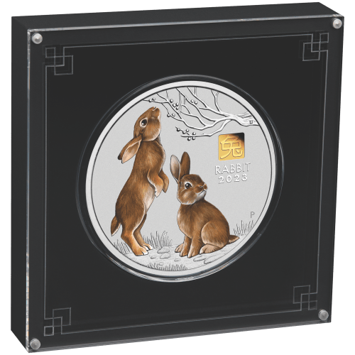 Pièce 1 kilo d'argent coloré Marque d'atelier en or Série Lunaire III : Année du Lapin Australie 2023 | Monnaie de Perth