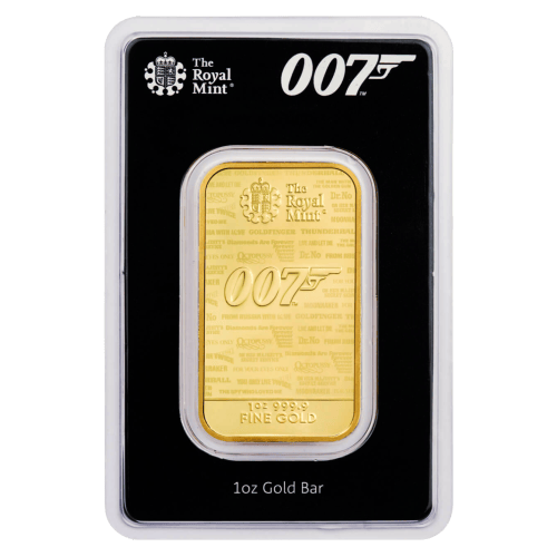 1 oz 2020 James Bond 007 Gold Bar | The Royal Mint | Silver Gold