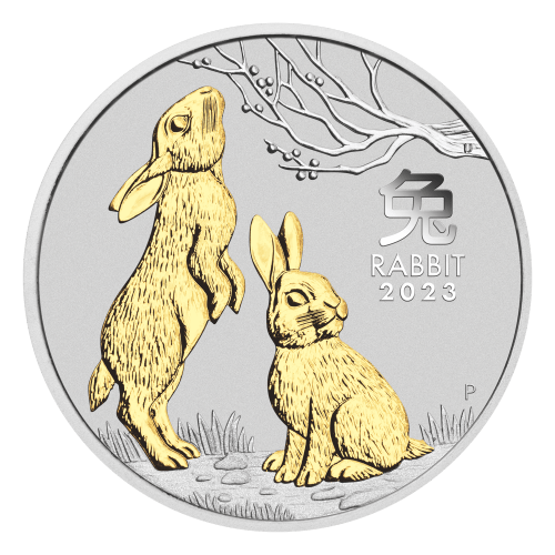 Pièce 1 once d'argent plaquée or Série III Lunaire australienne : Année du Lapin 2023 | Monnaie de Perth