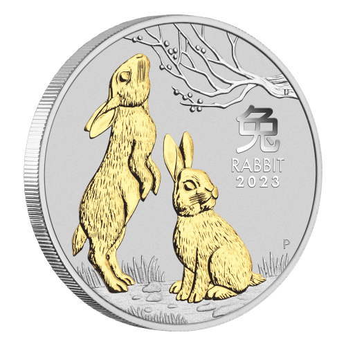 Pièce 1 once d'argent plaquée or Série III Lunaire australienne : Année du Lapin 2023 | Monnaie de Perth