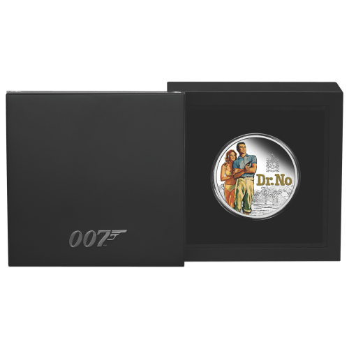 Pièce 1 once d'argent colorée Épreuve numismatique Série Héritage James Bond : Dr. No 2022 | Monnaie de Perth