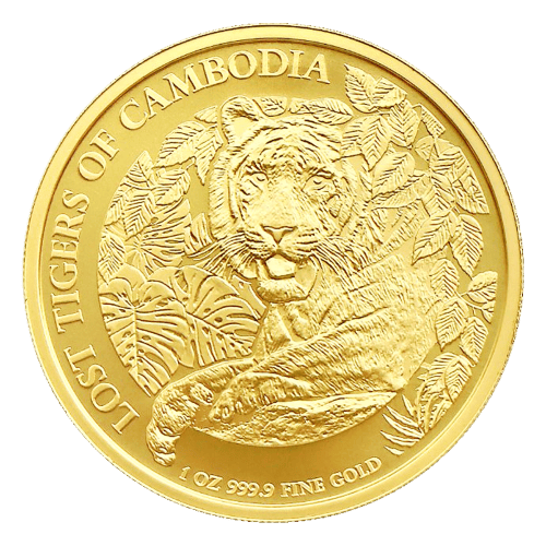 Pièce 1 once d'or Tigres perdus du Cambodge 2023 | Cambodge