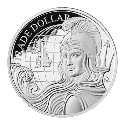 Pièce 1 once d'argent Épreuve numismatique Saint-Hélène Dollar de commerce moderne britannique 2022 | Compagnie des Indes orientales