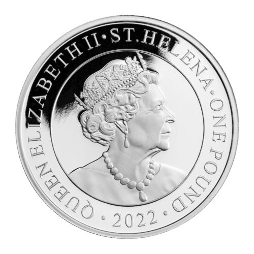 Pièce 1 once d'argent Épreuve numismatique Saint-Hélène Dollar de commerce moderne britannique 2022 | Compagnie des Indes orientales