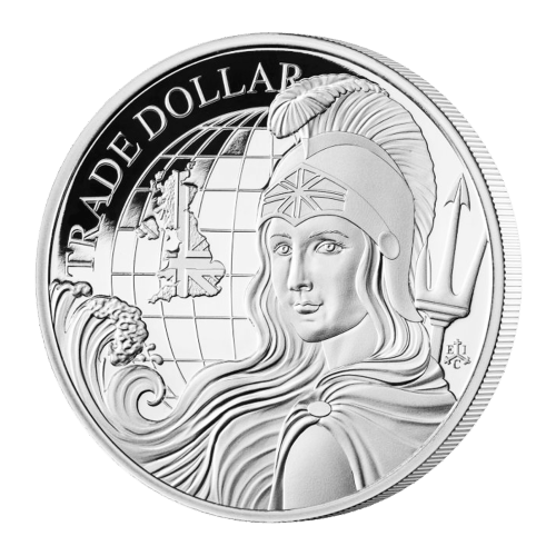 Pièce 1 once d'argent Épreuve numismatique Saint-Hélène Dollar de commerce moderne britannique 2022 | Compagnie des Indes orientales