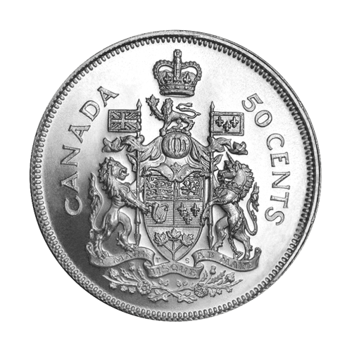 Random Year Canadian Half Dollar $0.50 Face Value Circulation 80% Pure EF Silver Coin | Royal Canadian Mint