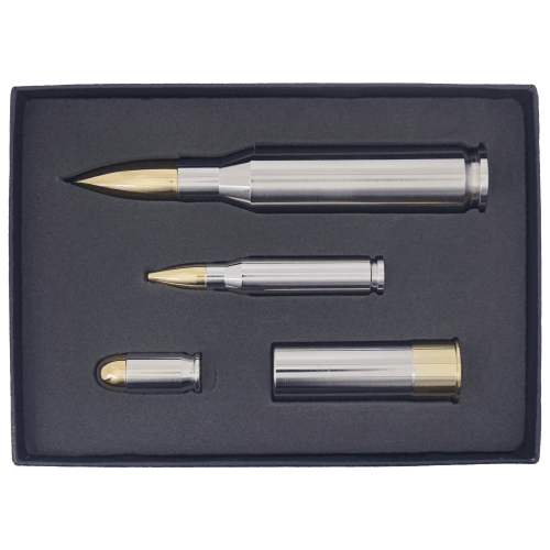 Set of 4 x Assorted Caliber Gold and Rhodium Plated Silver Bullets | Silvertowne Mint