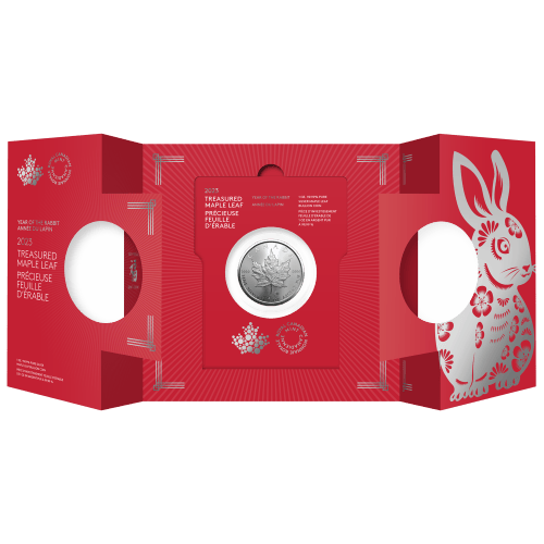 1 oz 2023 Lunar Year of the Rabbit Treasured Canadian Maple Leaf Silver Coin | Royal Canadian Mint
