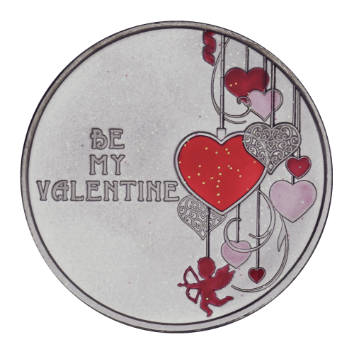 1 oz Be My Valentine Red Heart Colourized Silver Round | Silvertowne Mint