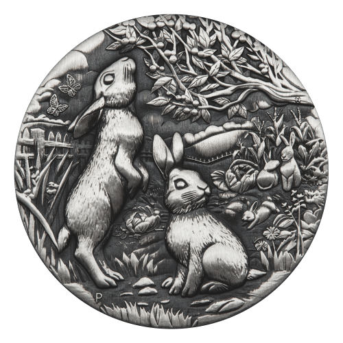 2 oz 2023 Australian Lunar Series III: Year of the Rabbit Antiqued Silver Coin | Perth Mint
