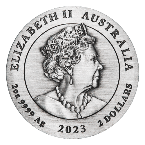 2 oz 2023 Australian Lunar Series III: Year of the Rabbit Antiqued Silver Coin | Perth Mint