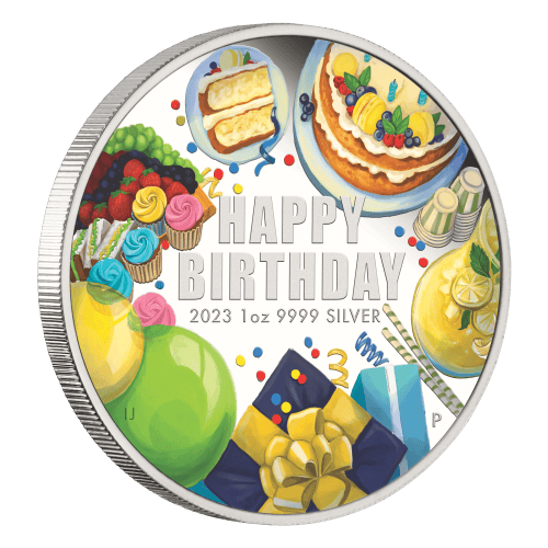 Pièce 1 once d'argent coloré Joyeux anniversaire 2023 | Monnaie de Perth