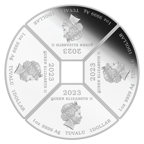 Set of 4 x 1 oz 2023 Year of the Rabbit Quadrant Colourized Proof Silver Coins | Perth Mint