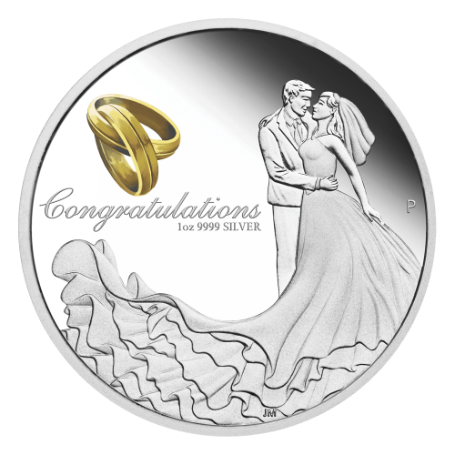 Pièce 1 once d'argent épreuve numismatique Mariage 2023 | Monnaie de Perth