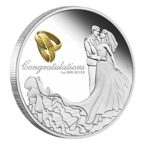 Pièce 1 once d'argent épreuve numismatique Mariage 2023 | Monnaie de Perth