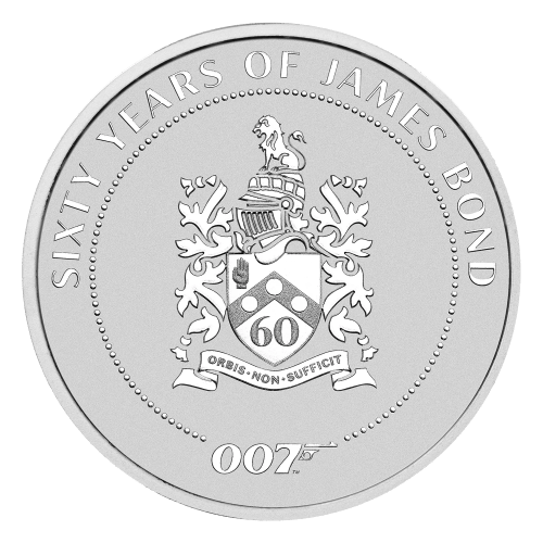 Pièce 1 once d'argent James Bond : Blason du 60ème anniversaire 2022 | Monnaie de Perth