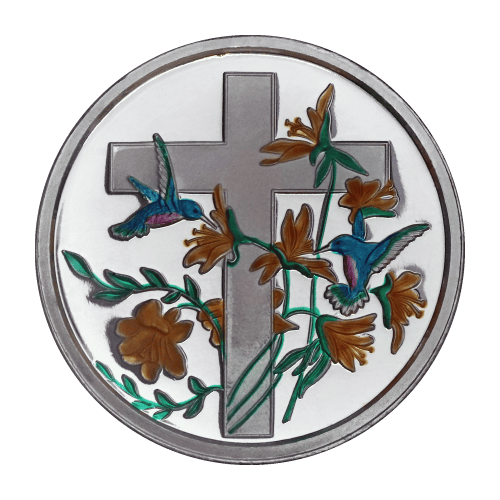 1 oz Religious Cross Colourized Silver Round | Silvertowne Mint